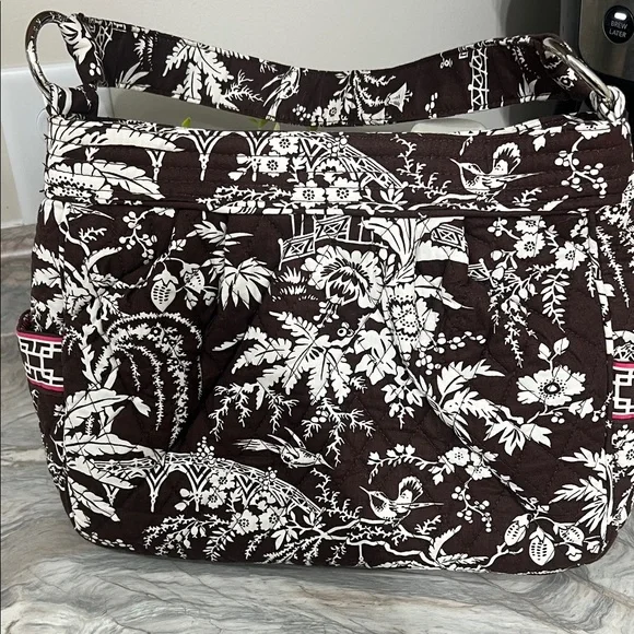 Vera Bradley Quilted Brown & White Floral Tote Bag - Picture 6 of 9